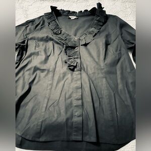 Ladies Black Ruffled Blouse XL